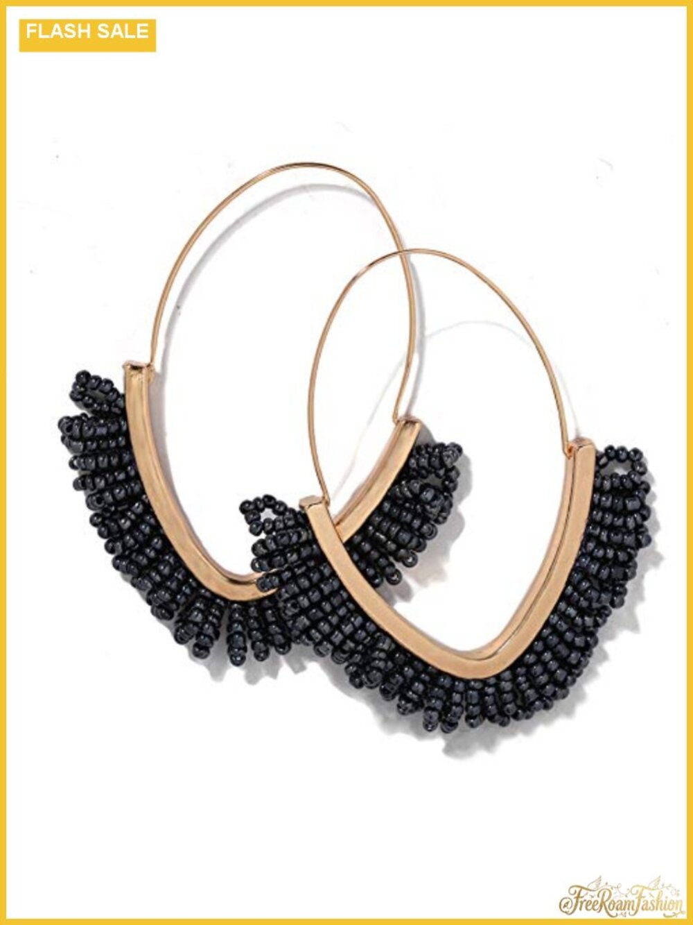 V-Shaped Beaded Dangle Earrings Handmade Tassel Drop Fringe Boho Statement